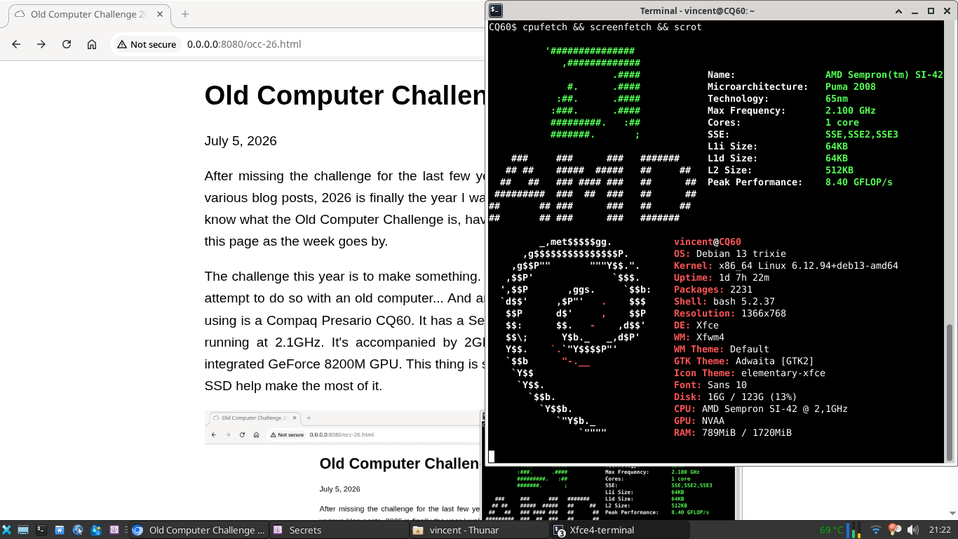 Screenshot of the laptop in action